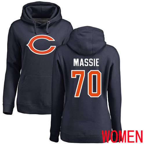 Chicago Bears Navy Blue Women Bobby Massie Name and Number Logo NFL Football #70 Pullover Hoodie Sweatshirts